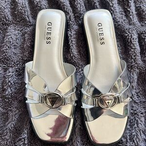 Guess Metallic Silver Women's Mules